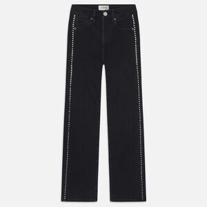Frame Denim Black Straight Leg Jeans with Silver Accents